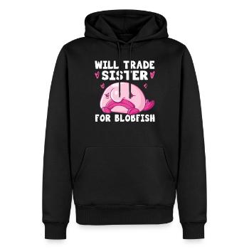 Costume de Blobfish - Visage de poisson Blob laid - - Sweat à capuche Premium bio Homme - noir - Devant - Nico (187cm)