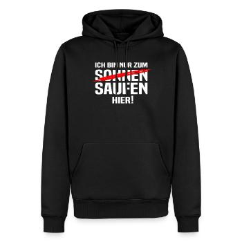 Mallorca Urlaub - Ich Bin Nur Zum Saufen Hier - Ma - Männer Premium Bio Hoodie - Schwarz - Vorne - Nico (187cm)