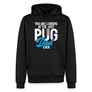 Pug Gifts for Pug Lovers - Men’s Premium Organic Hoodie - black - Front - Nico (187cm)