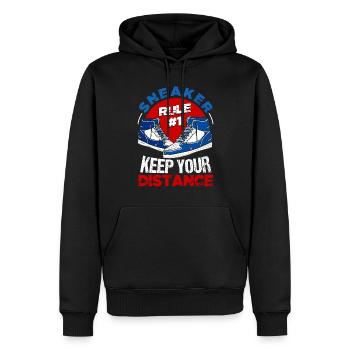 Schuhsammler Schuhmacher Sneaker Addict - Männer Premium Bio Hoodie - Schwarz - Vorne - Nico (187cm)