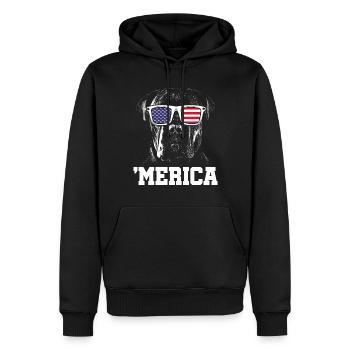 Merica - Männer Premium Bio Hoodie - Schwarz - Vorne - Nico (187cm)