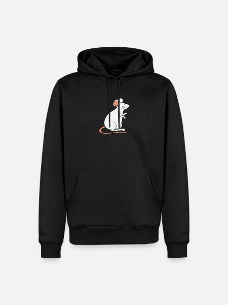 Rat Solo Zittende Witte Rat Houdt van Rat - Mannen Premium Bio hoodie - zwart