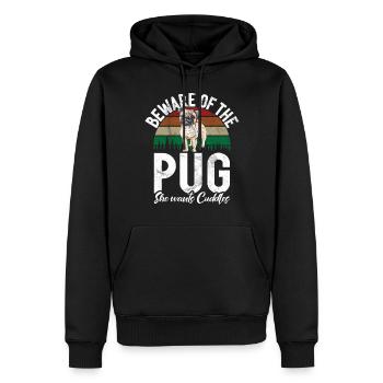 Pug Gifts for Pug Lovers - Men’s Premium Organic Hoodie - black - Front - Nico (187cm)