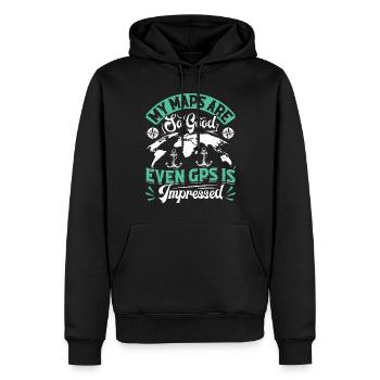 Cartographes - Sweat à capuche Premium bio Homme - noir - Devant - Nico (187cm)