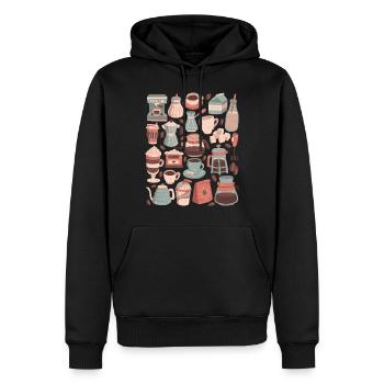Kaffee - Männer Premium Bio Hoodie - Schwarz - Vorne - Nico (187cm)