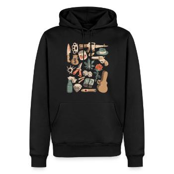 Mafia, crimes, gangsters, argent de protection, trafic de drogue - Sweat à capuche Premium bio Homme - noir - Devant - Nico (187cm)