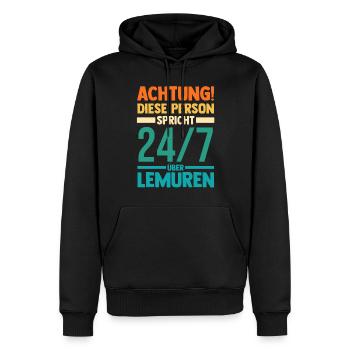 Lemur - Männer Premium Bio Hoodie - Schwarz - Vorne - Nico (187cm)