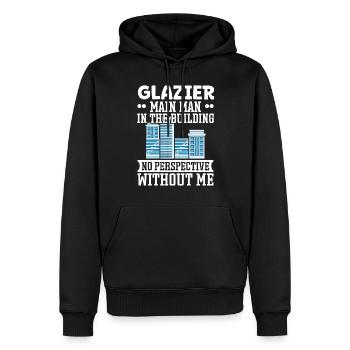 Glaser Glazier Main Man In The Building Fensterbau - Men’s Premium Organic Hoodie - black - Front - Nico (187cm)