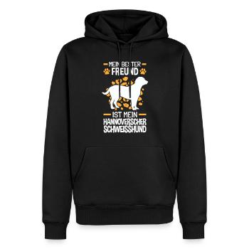 Hannoverscher Schweißhund ist mein Freund - Männer Premium Bio Hoodie - Schwarz - Vorne - Nico (187cm)