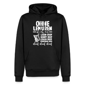 Lemur - Männer Premium Bio Hoodie - Schwarz - Vorne - Nico (187cm)