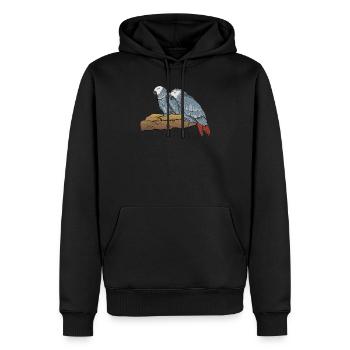 Motif de perroquet gris I pour porte-oiseau - Sweat à capuche Premium bio Homme - noir - Devant - Nico (187cm)