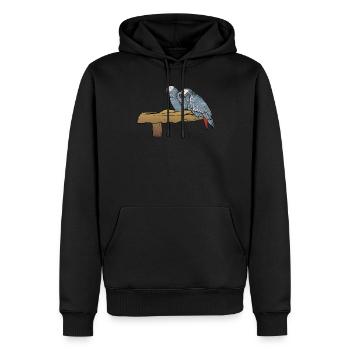 Motif de perroquet gris I pour porte-oiseau - Sweat à capuche Premium bio Homme - noir - Devant - Nico (187cm)