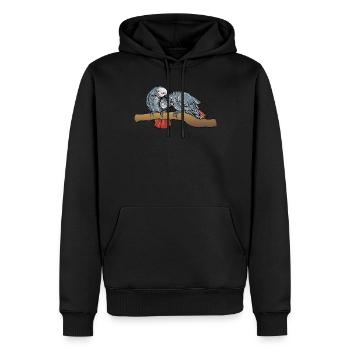 Motif de perroquet gris I pour porte-oiseau - Sweat à capuche Premium bio Homme - noir - Devant - Nico (187cm)