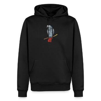 Motif de perroquet gris I pour porte-oiseau - Sweat à capuche Premium bio Homme - noir - Devant - Nico (187cm)