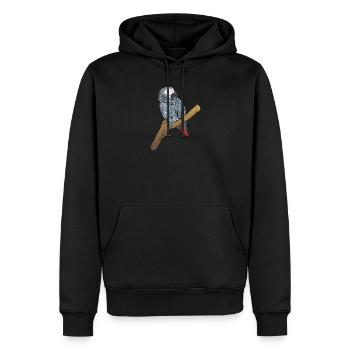 Motif de perroquet gris I pour porte-oiseau - Sweat à capuche Premium bio Homme - noir - Devant - Nico (187cm)