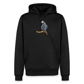 Motif de perroquet gris I pour porte-oiseau - Sweat à capuche Premium bio Homme - noir - Devant - Nico (187cm)