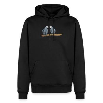 Motif de perroquet gris I pour porte-oiseau - Sweat à capuche Premium bio Homme - noir - Devant - Nico (187cm)