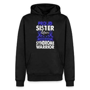Soeur du syndrome d’Angelman - Sweat à capuche Premium bio Homme - noir - Devant - Nico (187cm)