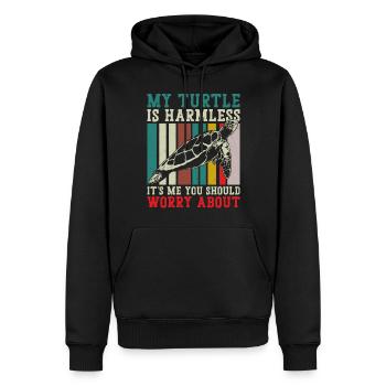Sea Turtle Tortoise Retro Vintage - Sweat à capuche Premium bio Homme - noir - Devant - Nico (187cm)