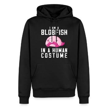 Costume de Blobfish - Visage de poisson Blob laid - - Sweat à capuche Premium bio Homme - noir - Devant - Nico (187cm)