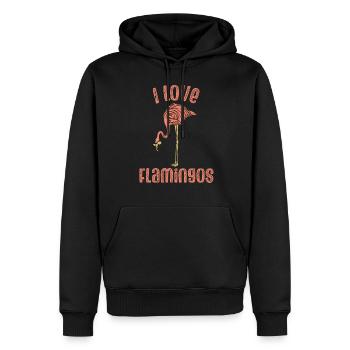 J’adore les flamants roses mignons dictons d’animaux flamants roses - Sweat à capuche Premium bio Homme - noir - Devant - Nico (187cm)