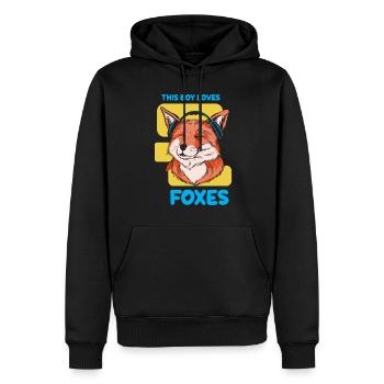 This boy loves foxes animal fox lover - Men’s Premium Organic Hoodie - black - Front - Nico (187cm)