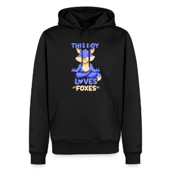 This boy loves foxes fox lover animal - Men’s Premium Organic Hoodie - black - Front - Nico (187cm)