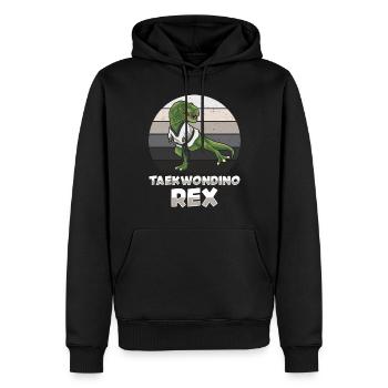 Taekwondino Rex Dinosaurier-Liebhaber T-rex - Männer Premium Bio Hoodie - Schwarz - Vorne - Nico (187cm)