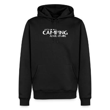 Partons à l’aventure en camping - Camping - Sweat à capuche Premium bio Homme - noir - Devant - Nico (187cm)