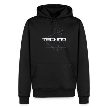 Techno - Männer Premium Bio Hoodie - Schwarz - Vorne - Nico (187cm)