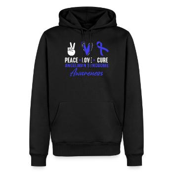 Paix Amour Guérison Syndrome d’Angelman Conscience - Sweat à capuche Premium bio Homme - noir - Devant - Nico (187cm)