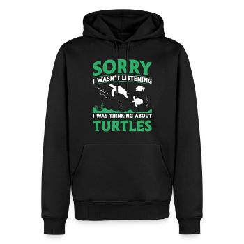 Tortue de mer Désolé de ne pas l’être - Sweat à capuche Premium bio Homme - noir - Devant - Nico (187cm)