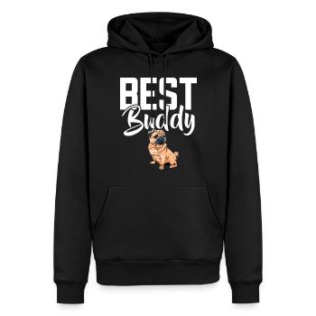 Cadeaux de carlin pour les amateurs de carlins - Sweat à capuche Premium bio Homme - noir - Devant - Nico (187cm)