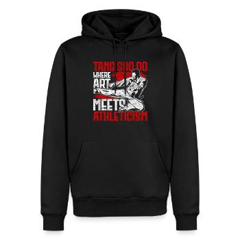 Tang Soo Do Là où l’art rencontre l’athlétisme - Sweat à capuche Premium bio Homme - noir - Devant - Nico (187cm)