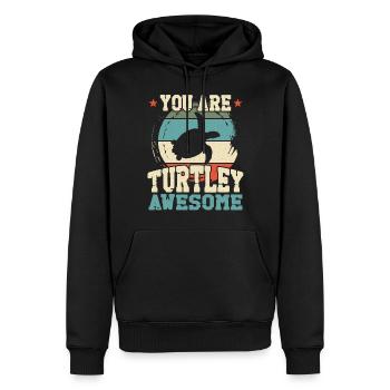 Tortue de mer Tortue Jeu de mots Rétro - Sweat à capuche Premium bio Homme - noir - Devant - Nico (187cm)