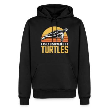 Sea Turtle Tortoise Retro Vintage - Sweat à capuche Premium bio Homme - noir - Devant - Nico (187cm)