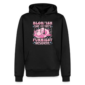 Costume de Blobfish - Visage de poisson Blob laid - - Sweat à capuche Premium bio Homme - noir - Devant - Nico (187cm)