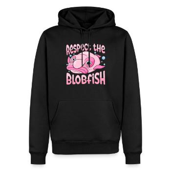 Costume de Blobfish - Visage de poisson Blob laid - - Sweat à capuche Premium bio Homme - noir - Devant - Nico (187cm)