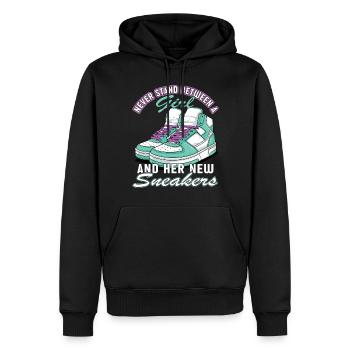 « Vous pouvez faire le contact de la chaussure » Drôle - Sweat à capuche Premium bio Homme - noir - Devant - Nico (187cm)