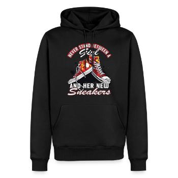 « Vous pouvez faire le contact de la chaussure » Drôle - Sweat à capuche Premium bio Homme - noir - Devant - Nico (187cm)