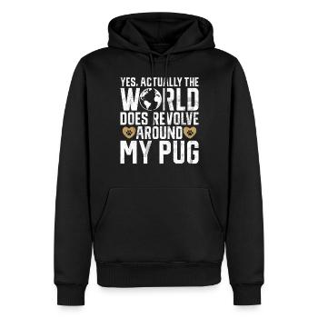 Pug Gifts for Pug Lovers - Men’s Premium Organic Hoodie - black - Front - Nico (187cm)