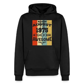 August 1975 Vintage Jahrgang Geburtstag - Männer Premium Bio Hoodie - Schwarz - Vorne - Nico (187cm)