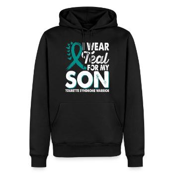 Portez du sarcelle pour le Mois de la conscience - Sweat à capuche Premium bio Homme - noir - Devant - Nico (187cm)