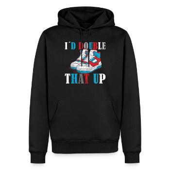 Lustiger Sneaker -Sammler - Turnschuhe - Männer Premium Bio Hoodie - Schwarz - Vorne - Nico (187cm)