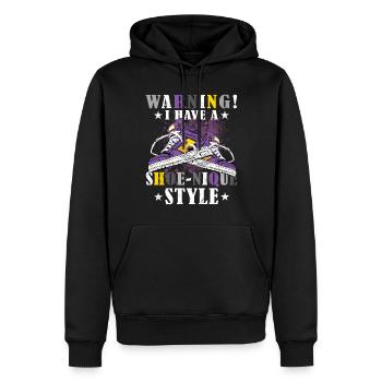 Lustiger Sneaker -Sammler - Turnschuhe - Männer Premium Bio Hoodie - Schwarz - Vorne - Nico (187cm)