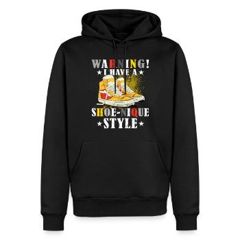 Lustiger Sneaker -Sammler - Turnschuhe - Männer Premium Bio Hoodie - Schwarz - Vorne - Nico (187cm)