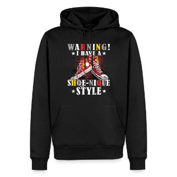 Lustiger Sneaker -Sammler - Turnschuhe - Männer Premium Bio Hoodie - Schwarz - Vorne - Nico (187cm)