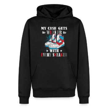 Lustiger Sneaker -Sammler - Turnschuhe - Männer Premium Bio Hoodie - Schwarz - Vorne - Nico (187cm)