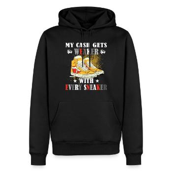 Lustiger Sneaker -Sammler - Turnschuhe - Männer Premium Bio Hoodie - Schwarz - Vorne - Nico (187cm)