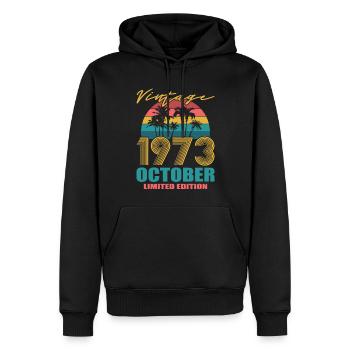 50th Birthday Vintage October 1973 Vintage 1973 - Men’s Premium Organic Hoodie - black - Front - Nico (187cm)